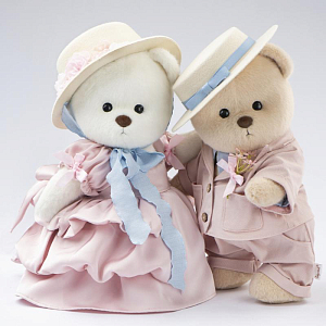 Медведь Lina TeddyTales "Сладкая парочка", M, в костюме, молочный, 30 см